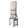 360Â° Swivel Jewelry Armoire & Makeup Mirror Cabinet With 2 Bottom Drawer, Rotates Freely, Spacious Storage Area, Hand-Painted & Artisan White Finish