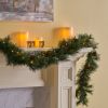 2 Packed 9"X10" Cashmere and Snow Bristle Garland with 20 Pine Cones and with 50 Warm White LED Lights with Timer Battery Operated-Outdoor,160 Tips