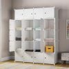 20 Cube Organizer Stackable Plastic Cube Storage Shelves Design Multifunctional Modular Closet Cabinet with Hanging Rod RT