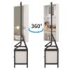 360Â° Swivel Jewelry Armoire & Makeup Mirror Cabinet With 2 Bottom Drawer, Rotates Freely, Spacious Storage Area, Hand-Painted & Artisan White Finish